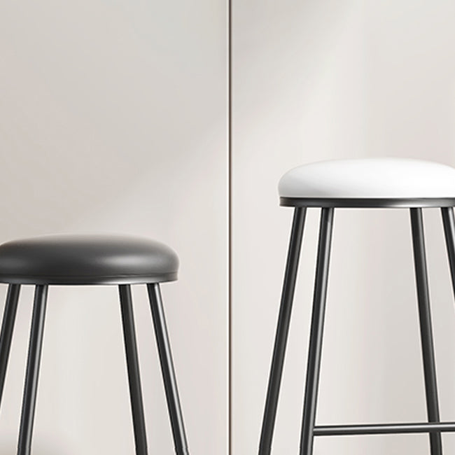 Scandinavian Backless Footrest Barstool Matte Finish Upholstered Home Stool