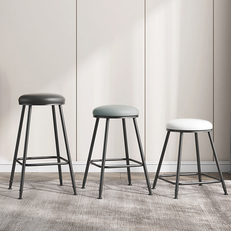 Scandinavian Backless Footrest Barstool Matte Finish Upholstered Home Stool