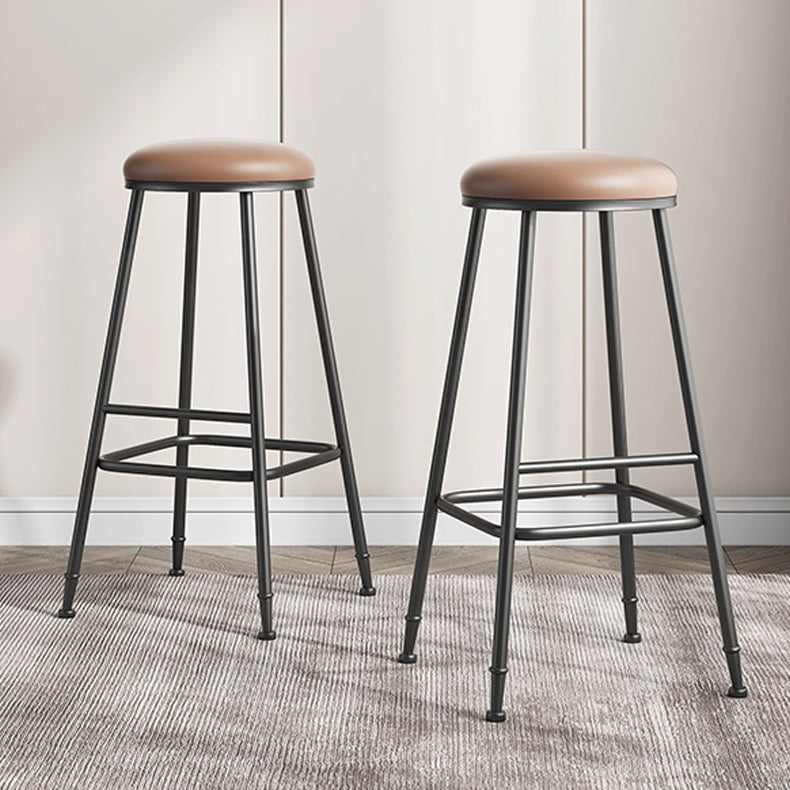Scandinavian Backless Footrest Barstool Matte Finish Upholstered Home Stool