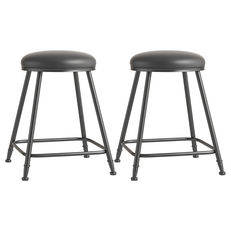 Scandinavian Backless Footrest Barstool Matte Finish Upholstered Home Stool