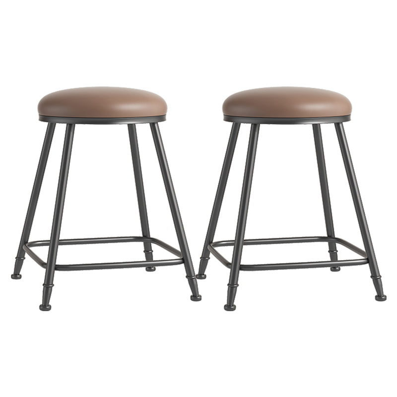 Scandinavian Backless Footrest Barstool Matte Finish Upholstered Home Stool