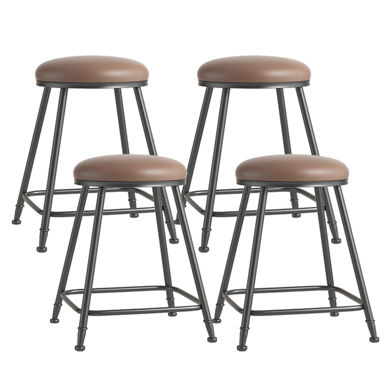 Scandinavian Backless Footrest Barstool Matte Finish Upholstered Home Stool