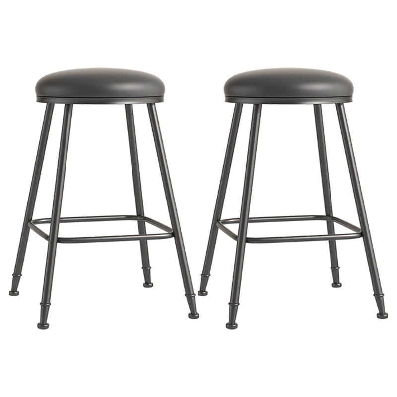 Scandinavian Backless Footrest Barstool Matte Finish Upholstered Home Stool