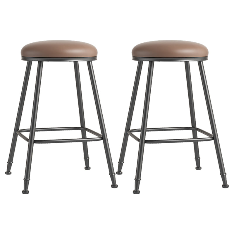 Scandinavian Backless Footrest Barstool Matte Finish Upholstered Home Stool