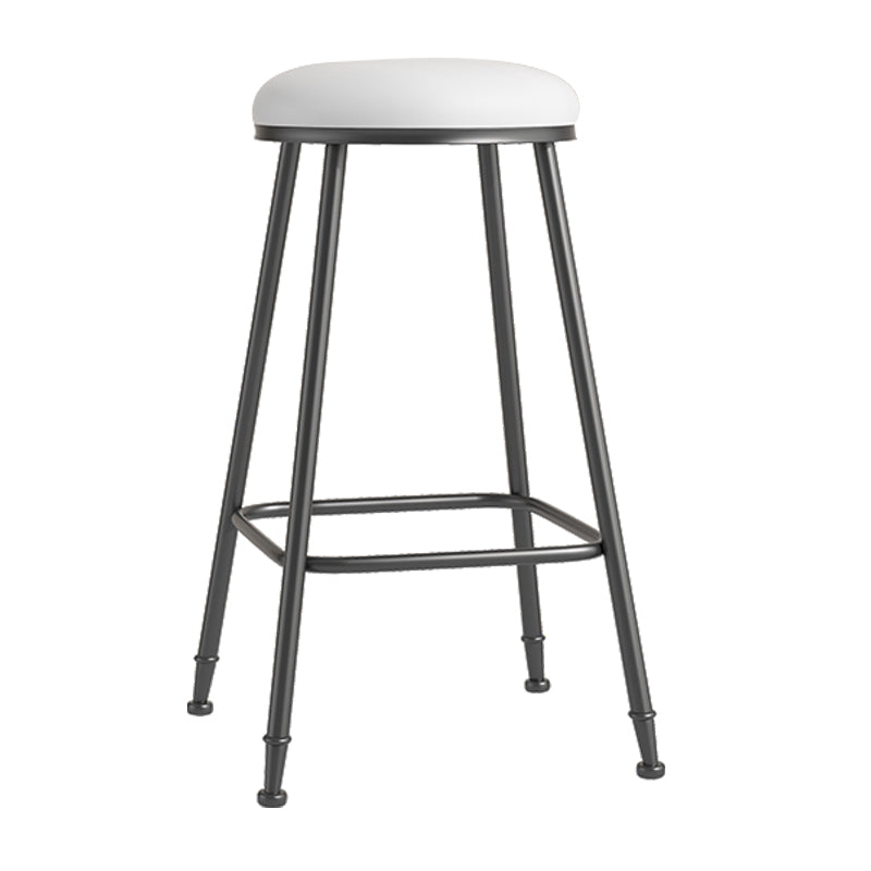 Scandinavian Backless Footrest Barstool Matte Finish Upholstered Home Stool