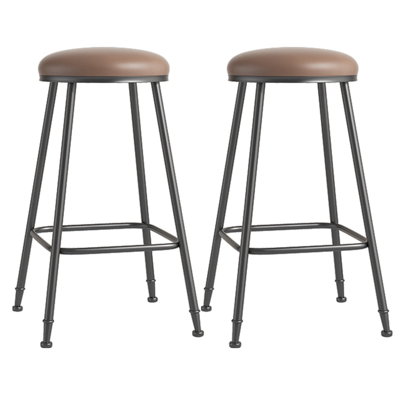 Scandinavian Backless Footrest Barstool Matte Finish Upholstered Home Stool