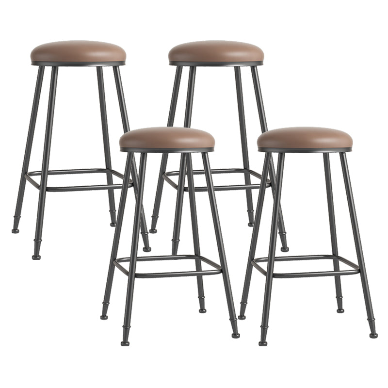 Scandinavian Backless Footrest Barstool Matte Finish Upholstered Home Stool
