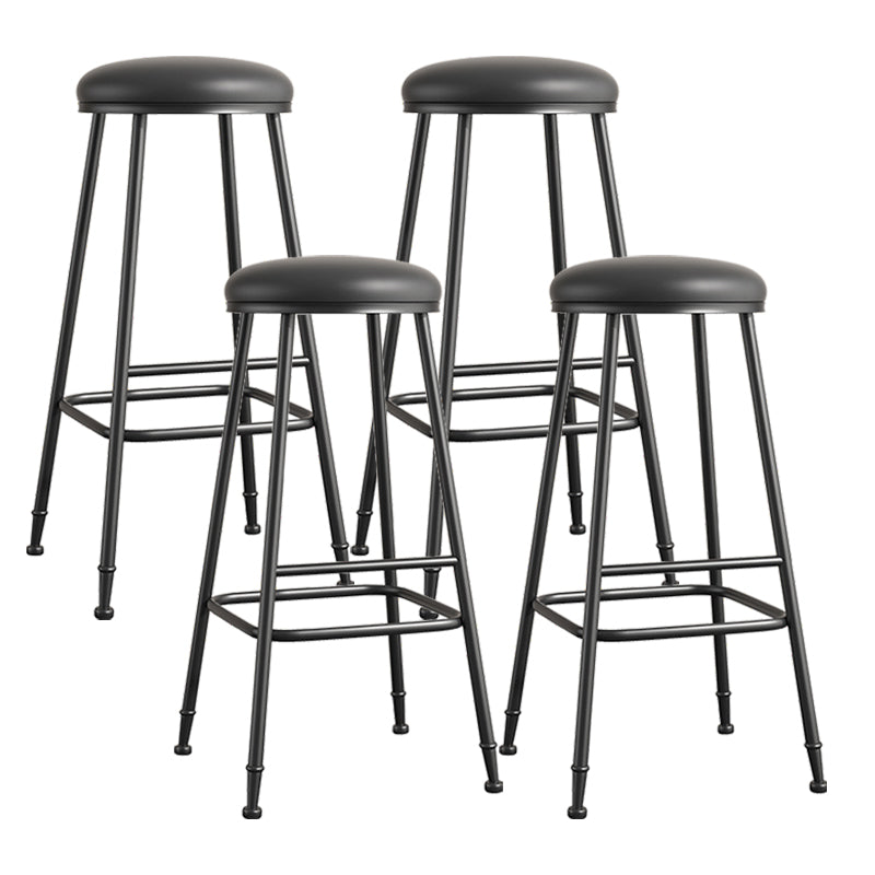 Scandinavian Backless Footrest Barstool Matte Finish Upholstered Home Stool