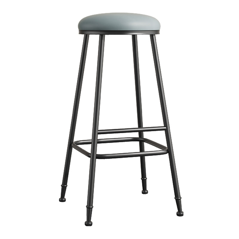 Scandinavian Backless Footrest Barstool Matte Finish Upholstered Home Stool