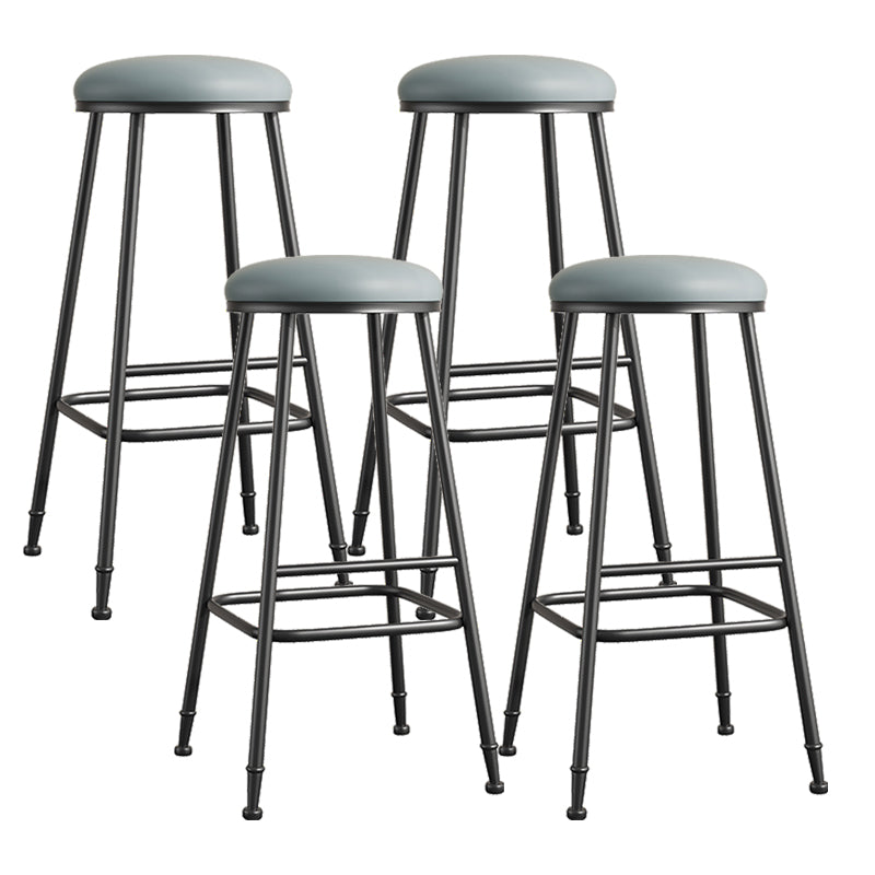 Scandinavian Backless Footrest Barstool Matte Finish Upholstered Home Stool