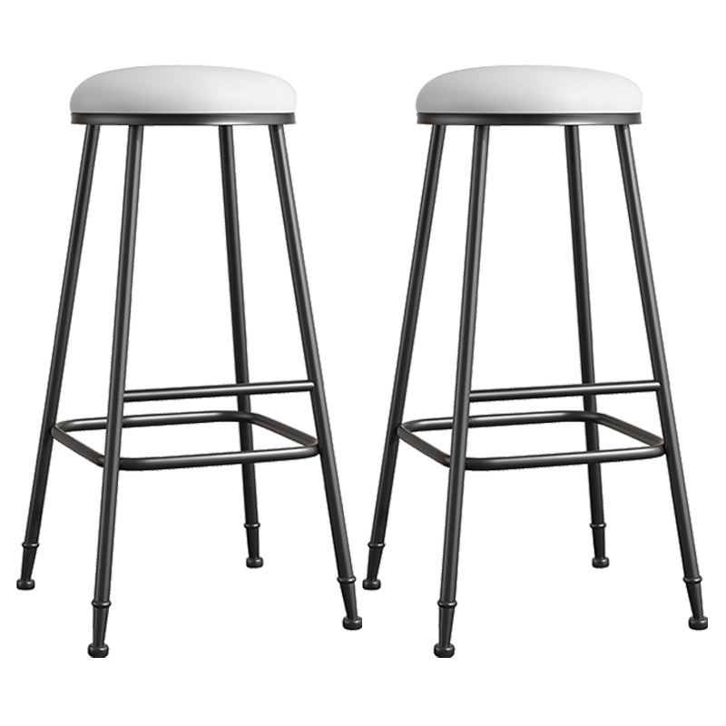 Scandinavian Backless Footrest Barstool Matte Finish Upholstered Home Stool