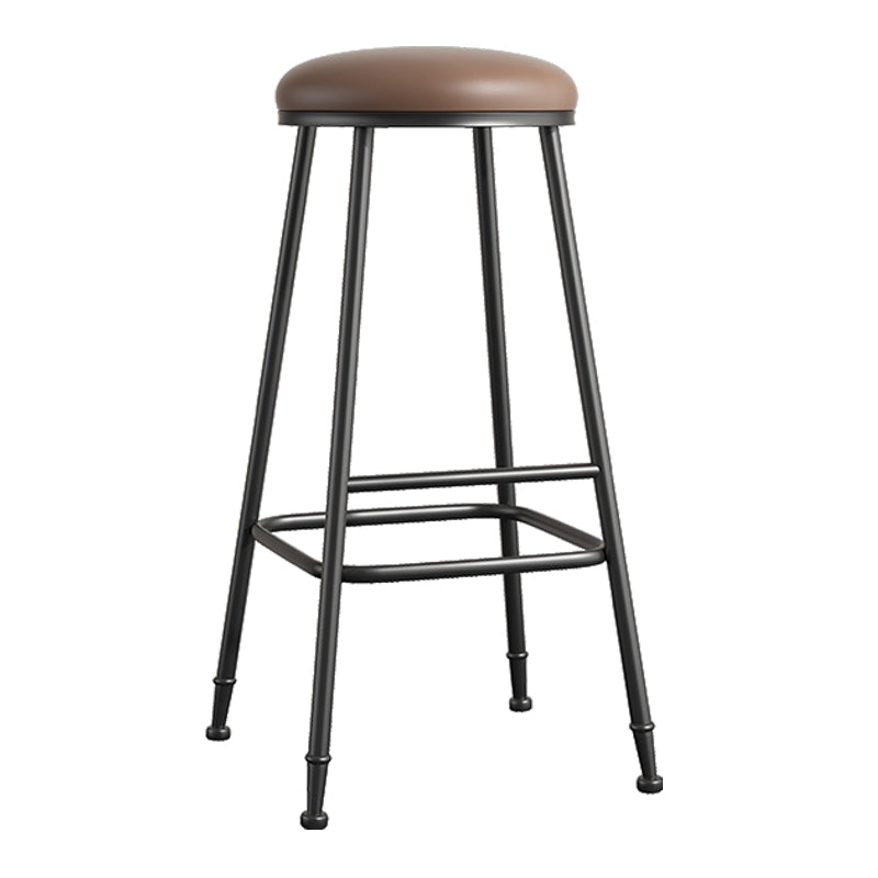 Scandinavian Backless Footrest Barstool Matte Finish Upholstered Home Stool