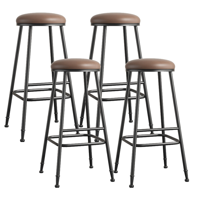 Scandinavian Backless Footrest Barstool Matte Finish Upholstered Home Stool