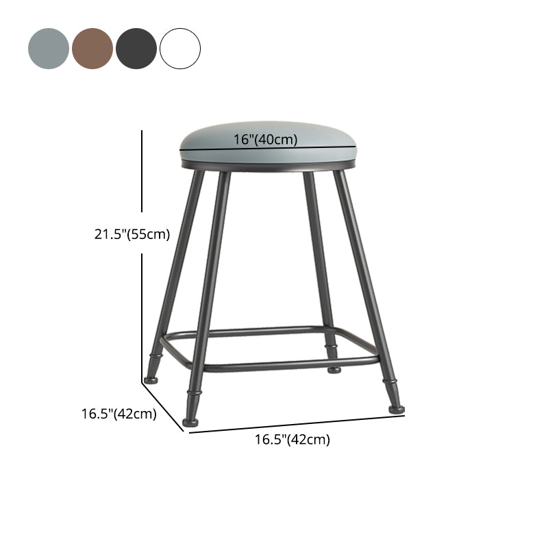Scandinavian Backless Footrest Barstool Matte Finish Upholstered Home Stool