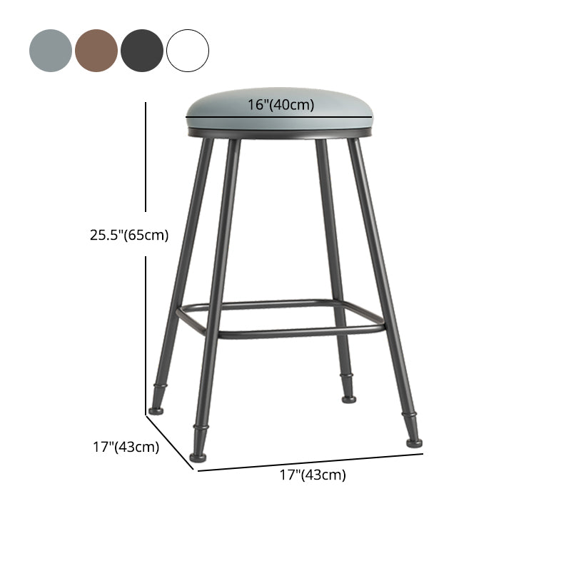 Scandinavian Backless Footrest Barstool Matte Finish Upholstered Home Stool