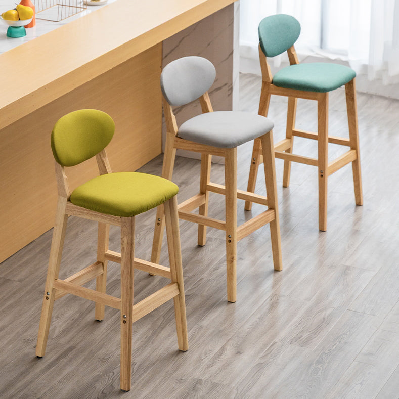 Milk Tea Shop Scandinavian Leather Stool Matte Finish Rubberwood Footrest Barstool