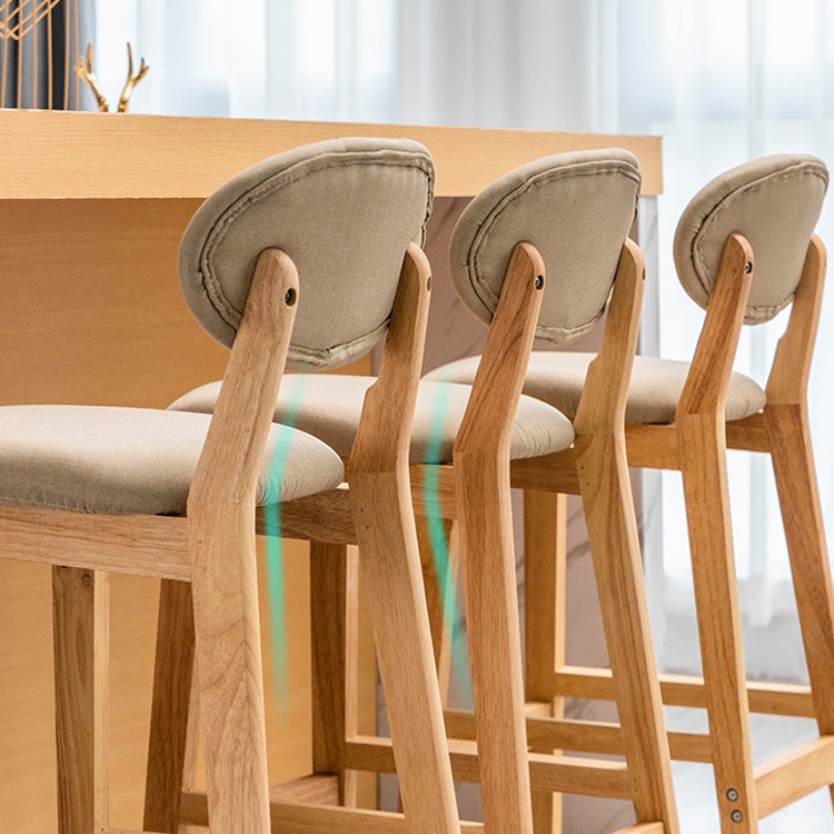 Milk Tea Shop Scandinavian Leather Stool Matte Finish Rubberwood Footrest Barstool