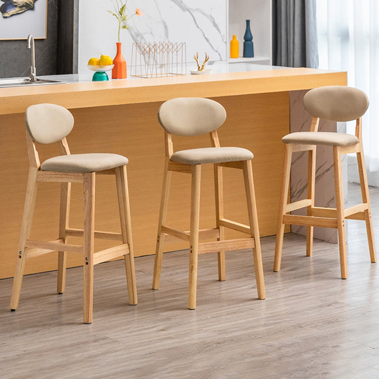 Milk Tea Shop Scandinavian Leather Stool Matte Finish Rubberwood Footrest Barstool