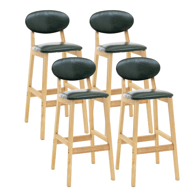 Milk Tea Shop Scandinavian Leather Stool Matte Finish Rubberwood Footrest Barstool