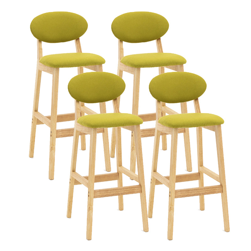 Milk Tea Shop Scandinavian Leather Stool Matte Finish Rubberwood Footrest Barstool