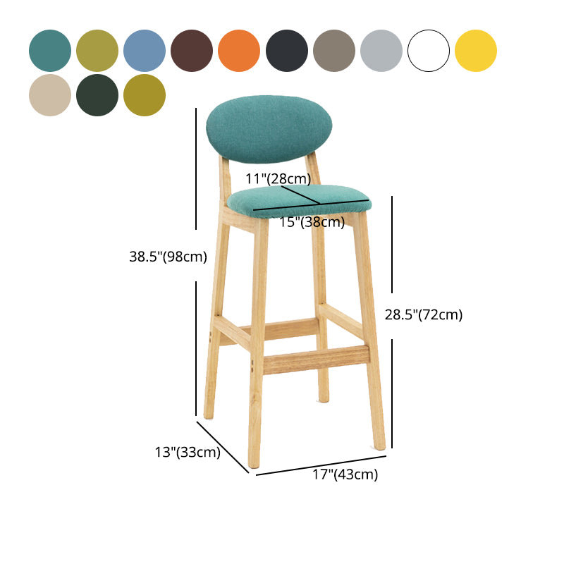 Milk Tea Shop Scandinavian Leather Stool Matte Finish Rubberwood Footrest Barstool
