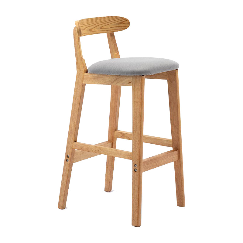 Scandinavian Milk Tea Shop Upholstered Stool Matte Finish Rubberwood Footrest Barstool