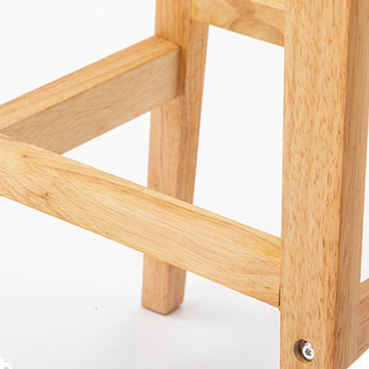 Scandinavian Milk Tea Shop Upholstered Stool Matte Finish Rubberwood Footrest Barstool