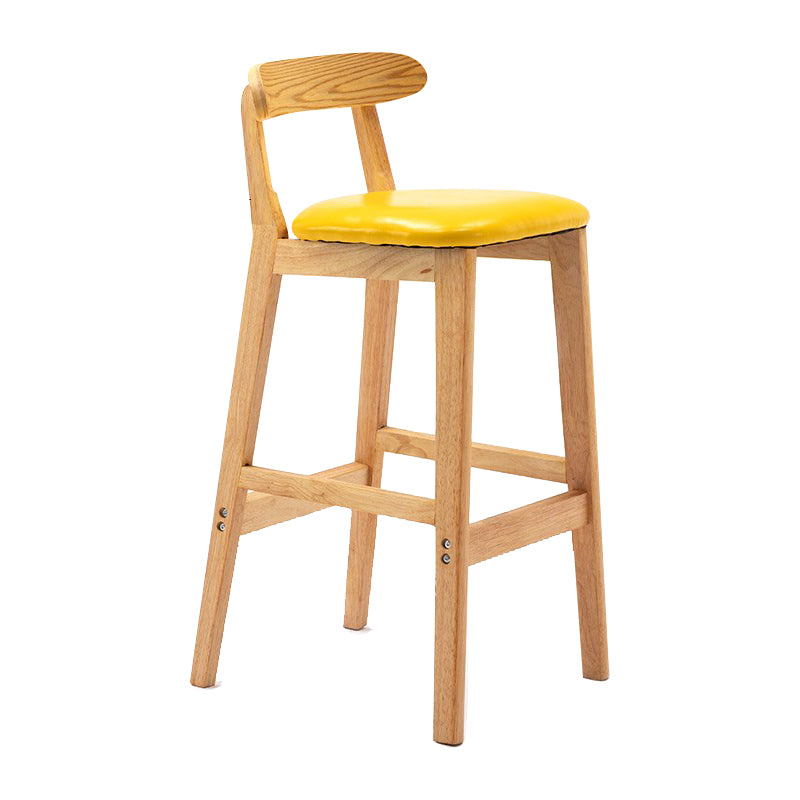 Scandinavian Milk Tea Shop Upholstered Stool Matte Finish Rubberwood Footrest Barstool