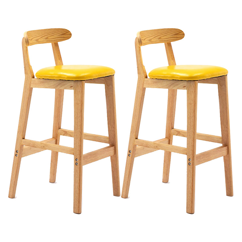 Scandinavian Milk Tea Shop Upholstered Stool Matte Finish Rubberwood Footrest Barstool