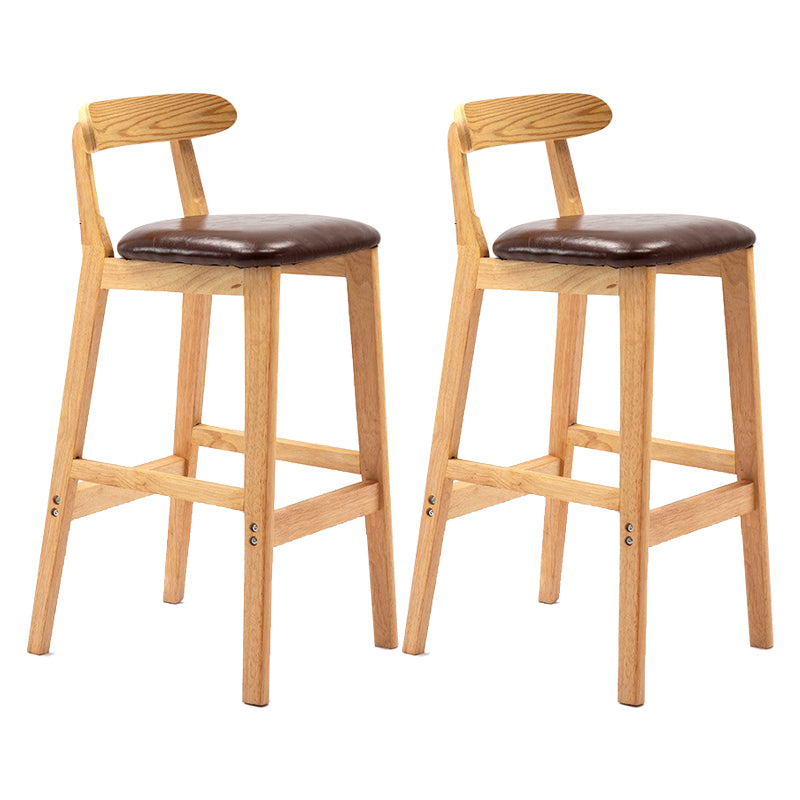 Scandinavian Milk Tea Shop Upholstered Stool Matte Finish Rubberwood Footrest Barstool
