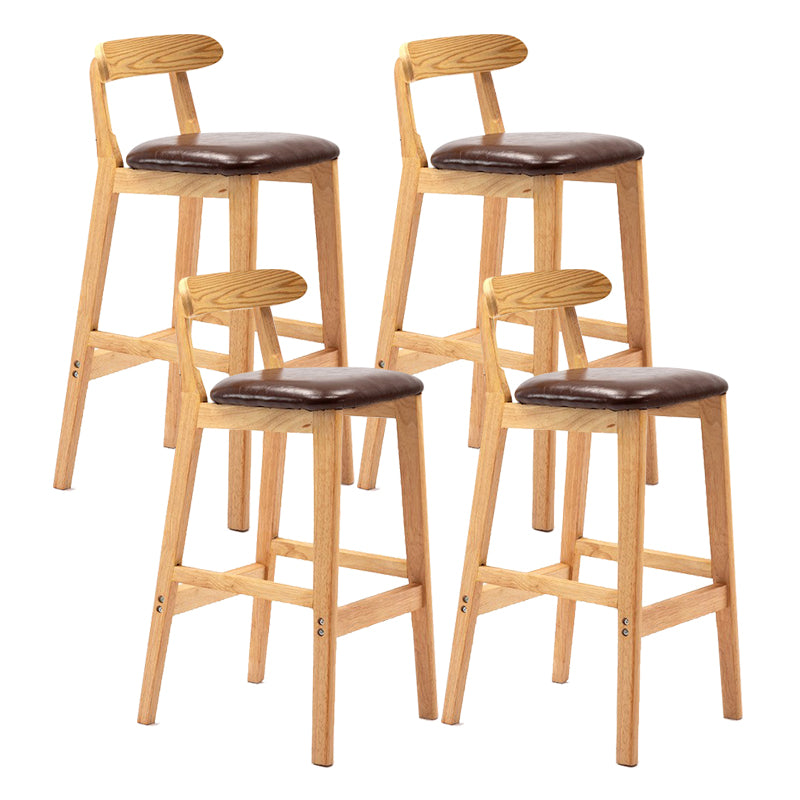Scandinavian Milk Tea Shop Upholstered Stool Matte Finish Rubberwood Footrest Barstool