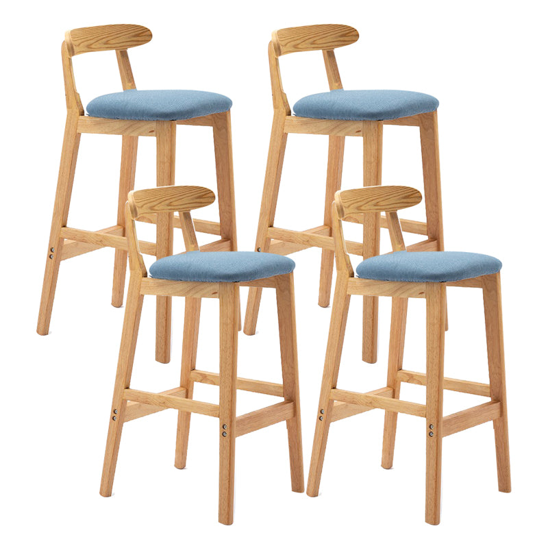 Scandinavian Milk Tea Shop Upholstered Stool Matte Finish Rubberwood Footrest Barstool