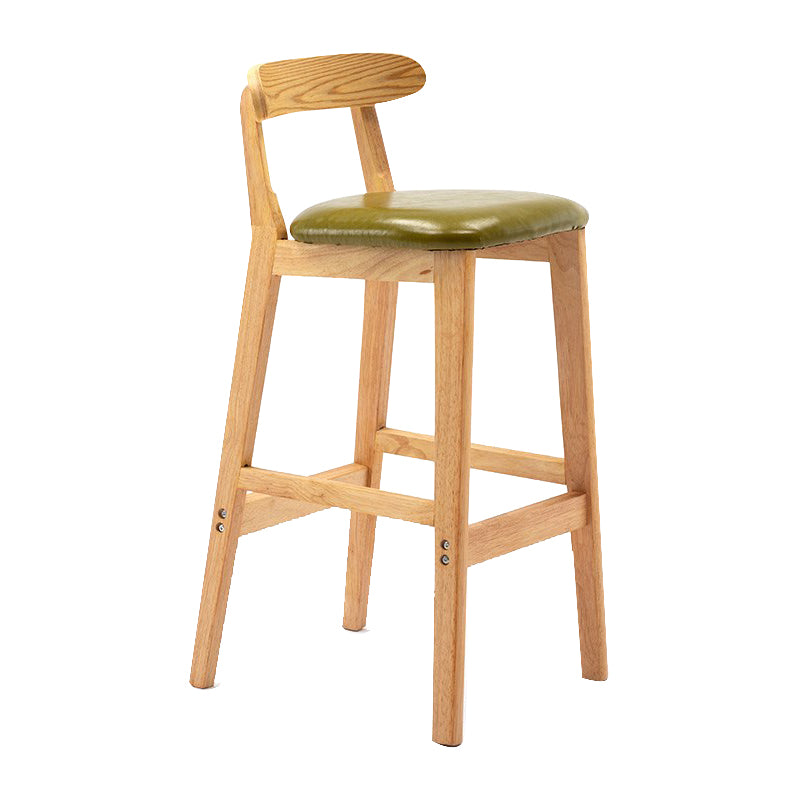 Scandinavian Milk Tea Shop Upholstered Stool Matte Finish Rubberwood Footrest Barstool