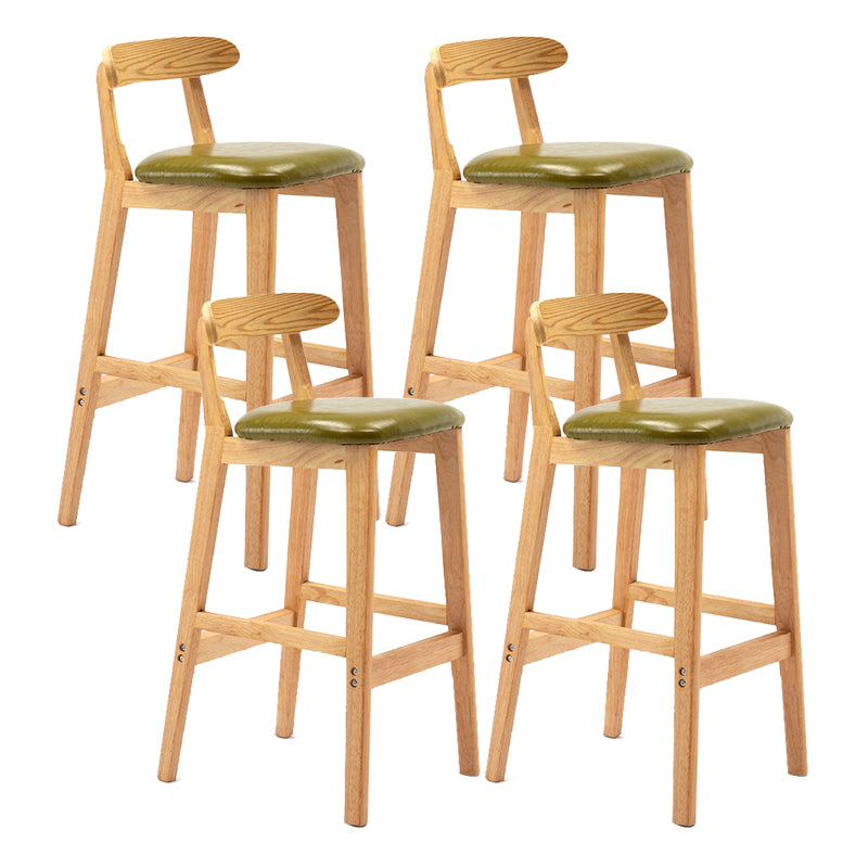 Scandinavian Milk Tea Shop Upholstered Stool Matte Finish Rubberwood Footrest Barstool