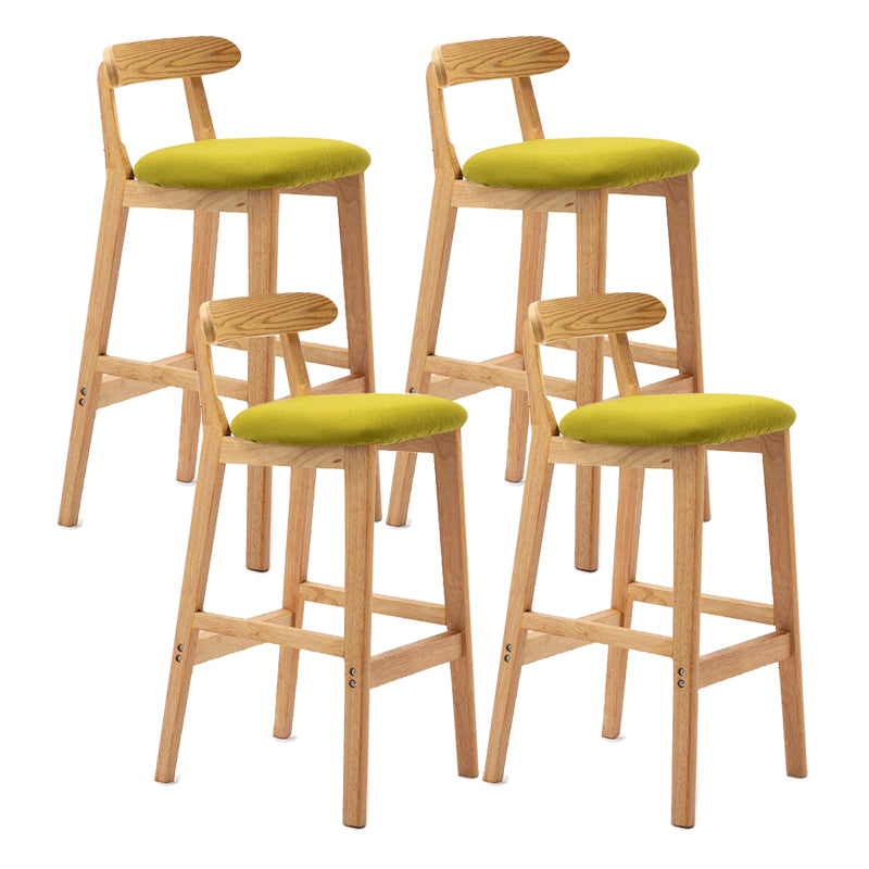 Scandinavian Milk Tea Shop Upholstered Stool Matte Finish Rubberwood Footrest Barstool