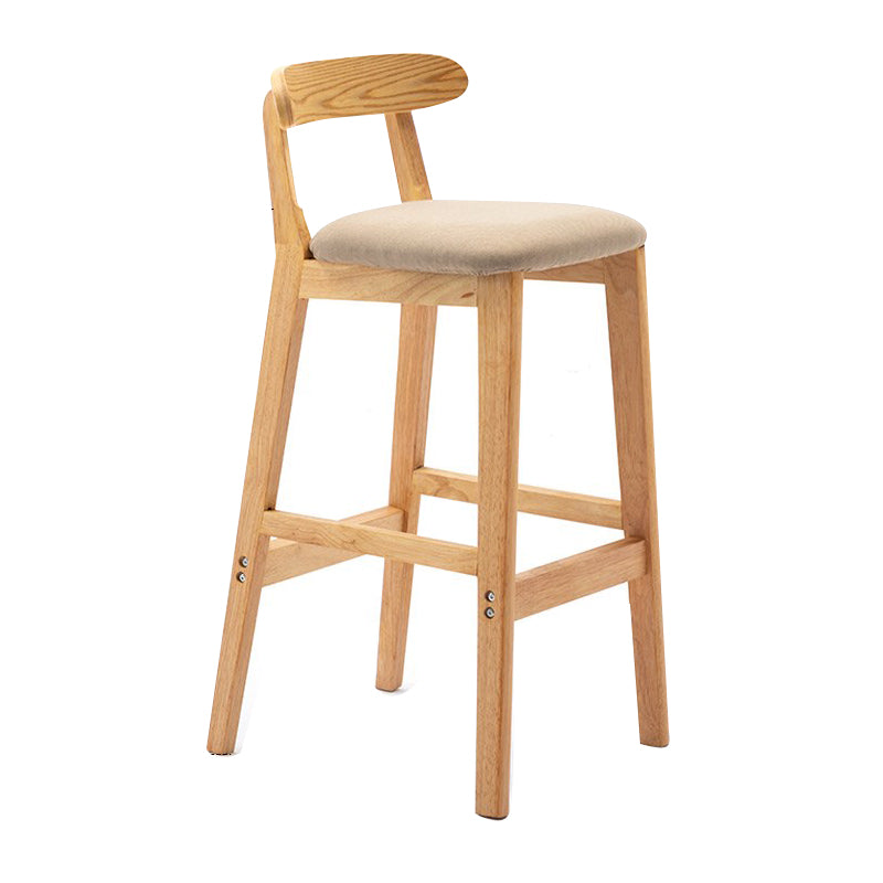 Scandinavian Milk Tea Shop Upholstered Stool Matte Finish Rubberwood Footrest Barstool