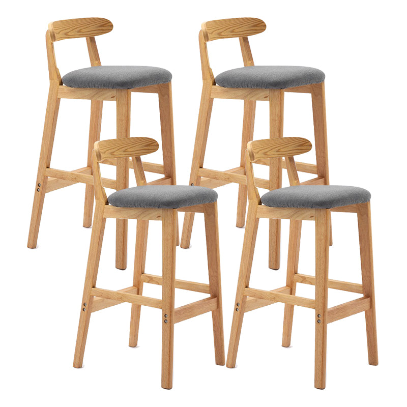 Scandinavian Milk Tea Shop Upholstered Stool Matte Finish Rubberwood Footrest Barstool