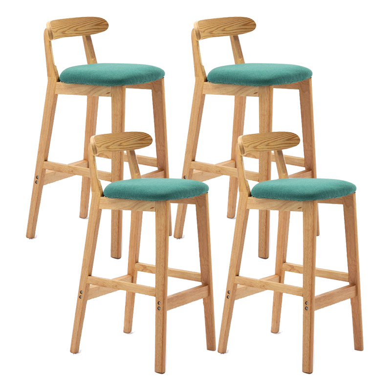 Scandinavian Milk Tea Shop Upholstered Stool Matte Finish Rubberwood Footrest Barstool
