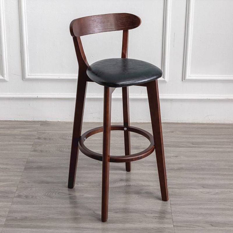 Scandinavian Rubberwood Milk Tea Shop Stool Matte Finish Upholstered Footrest Barstool