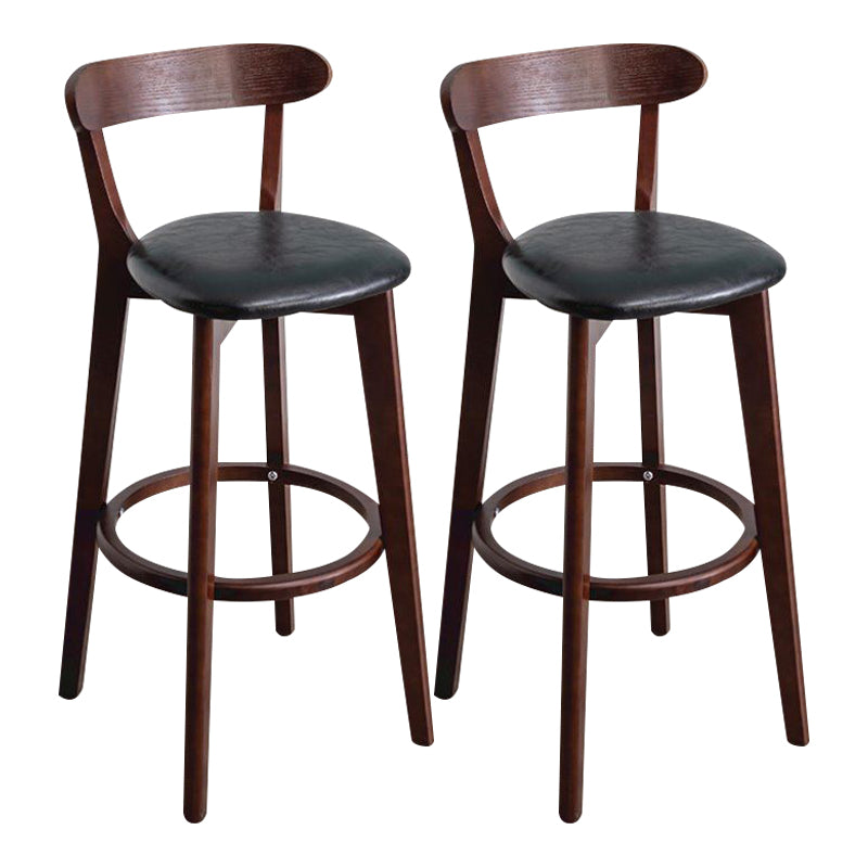 Scandinavian Rubberwood Milk Tea Shop Stool Matte Finish Upholstered Footrest Barstool