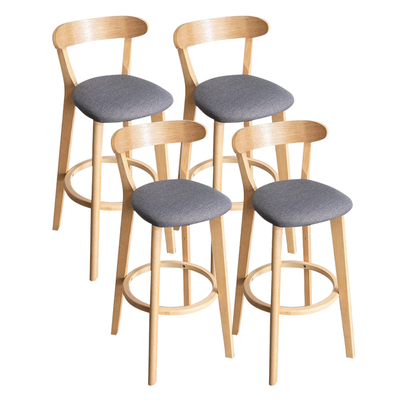 Scandinavian Rubberwood Milk Tea Shop Stool Matte Finish Upholstered Footrest Barstool