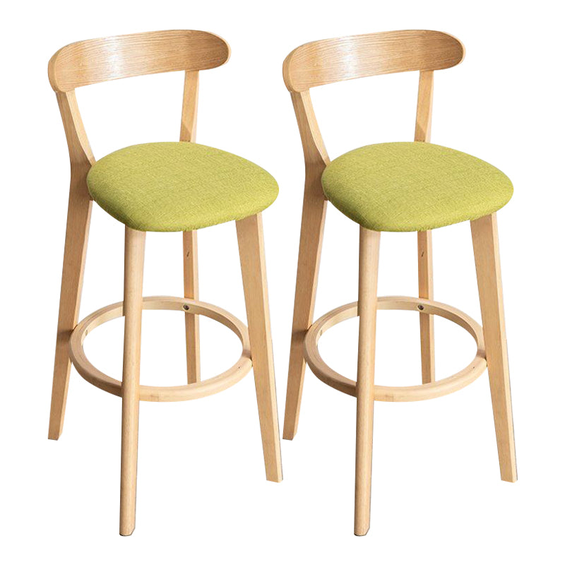 Scandinavian Rubberwood Milk Tea Shop Stool Matte Finish Upholstered Footrest Barstool