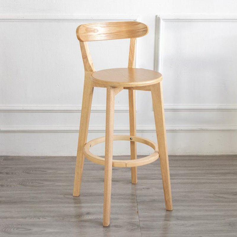 Scandinavian Rubberwood Milk Tea Shop Stool Matte Finish Upholstered Footrest Barstool