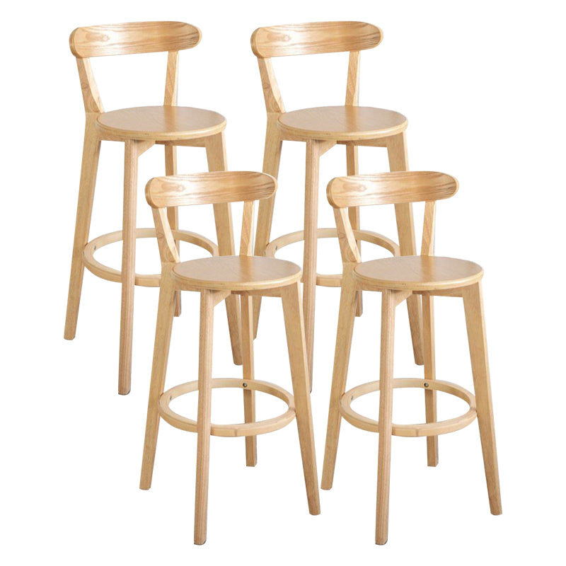 Scandinavian Rubberwood Milk Tea Shop Stool Matte Finish Upholstered Footrest Barstool