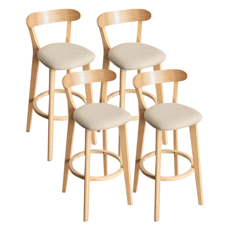 Scandinavian Rubberwood Milk Tea Shop Stool Matte Finish Upholstered Footrest Barstool