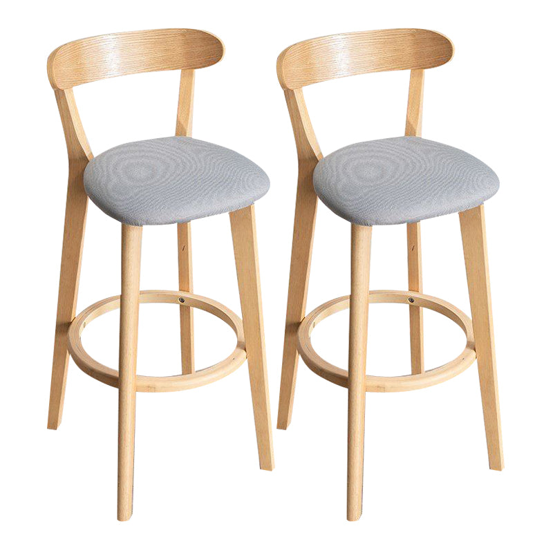 Scandinavian Rubberwood Milk Tea Shop Stool Matte Finish Upholstered Footrest Barstool