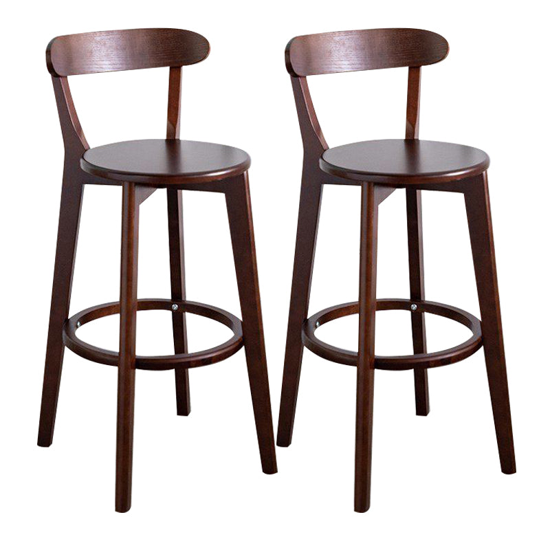 Scandinavian Rubberwood Milk Tea Shop Stool Matte Finish Upholstered Footrest Barstool