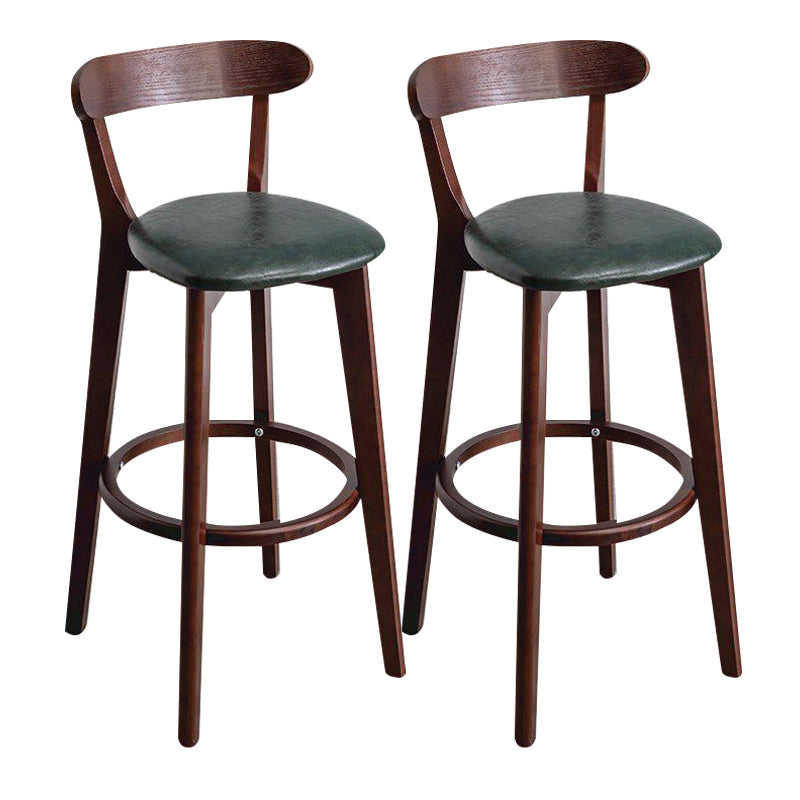 Scandinavian Rubberwood Milk Tea Shop Stool Matte Finish Upholstered Footrest Barstool