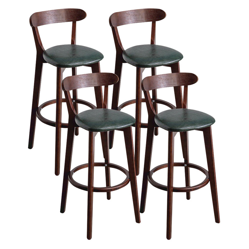 Scandinavian Rubberwood Milk Tea Shop Stool Matte Finish Upholstered Footrest Barstool
