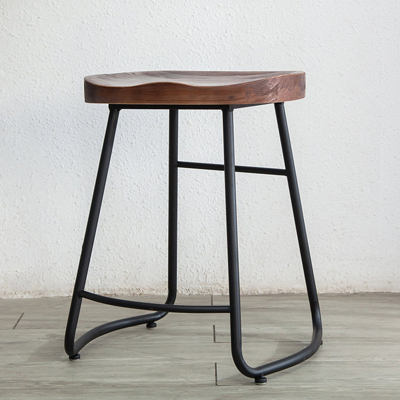 Modern Style Backless Bar-stool Saddle Seat Bar Stool with Metal Legs